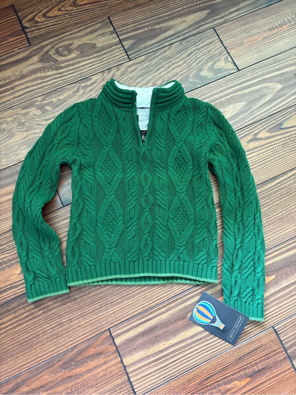 Kids Green Cable-Knit Half-Zip Sweater - Unbranded